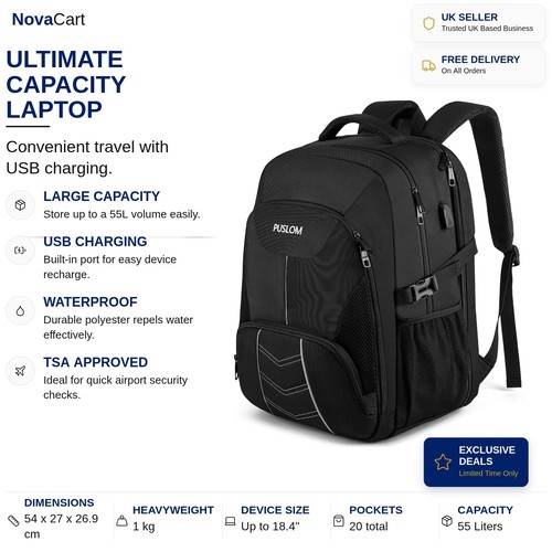 Laptop backpack usb charging - -,